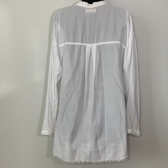 Cloth & Stone Button Down High Low Raw Hem Top White Size Small - Picture 8 of 12